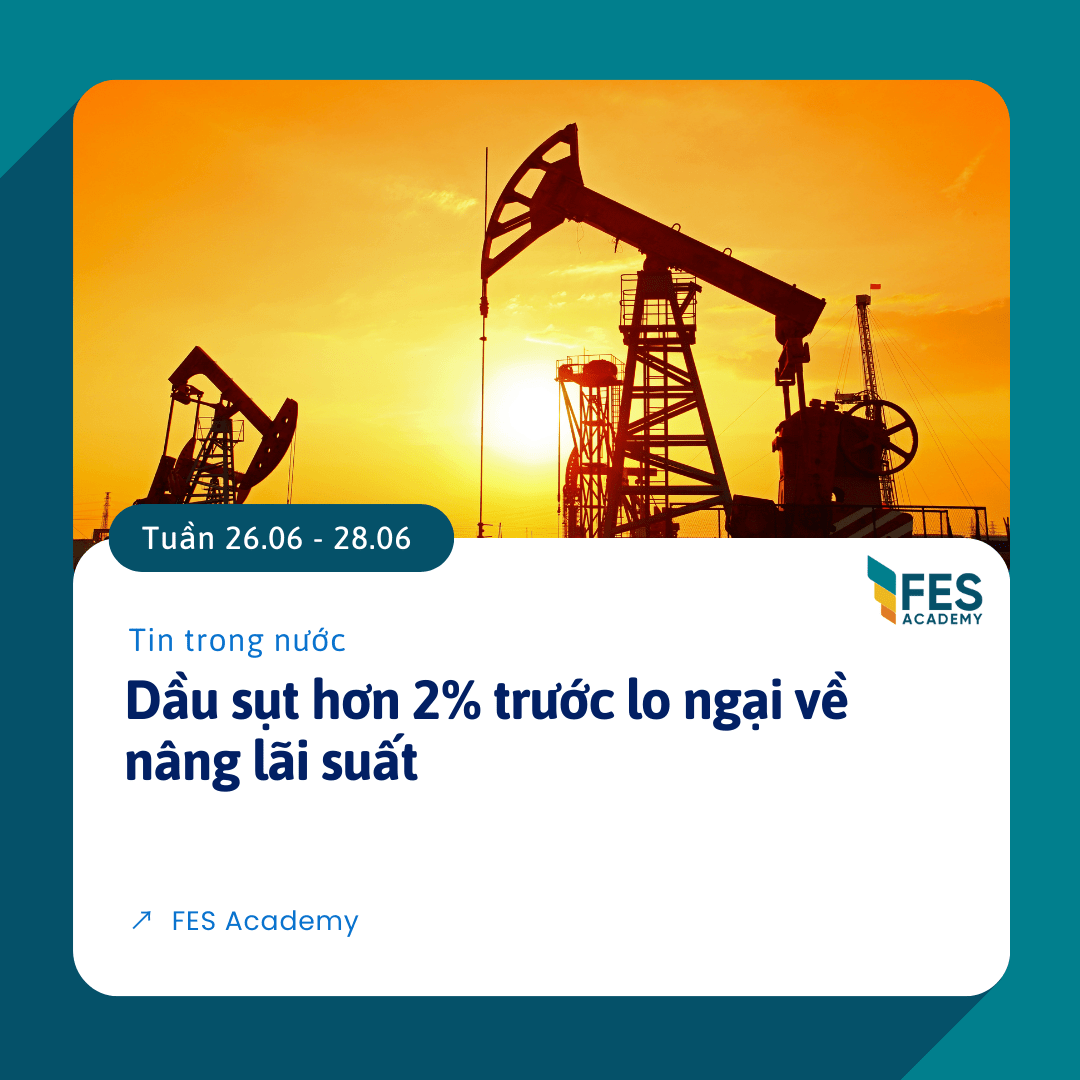 Dầu sụt hơn 2% trước lo ngại về nâng lãi suất