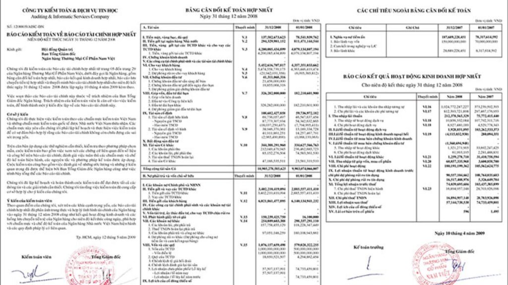 Tiền mặt và Nợ vay (Trên Bảng cân đối kế toán)